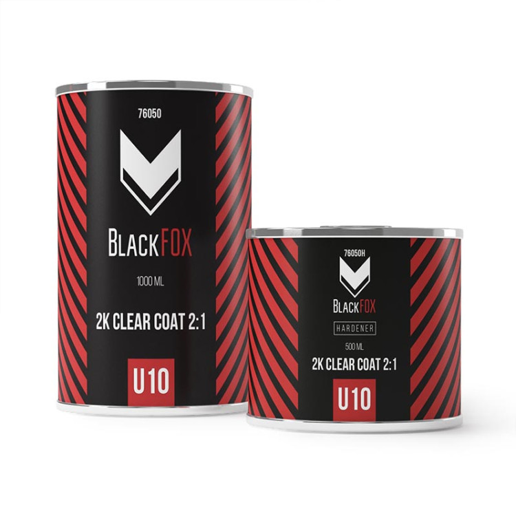 76050 BlackFox U10, прозрачный лак CLEAR COAT 2:1, 1,5 л. комплект  (12 шт/кор)