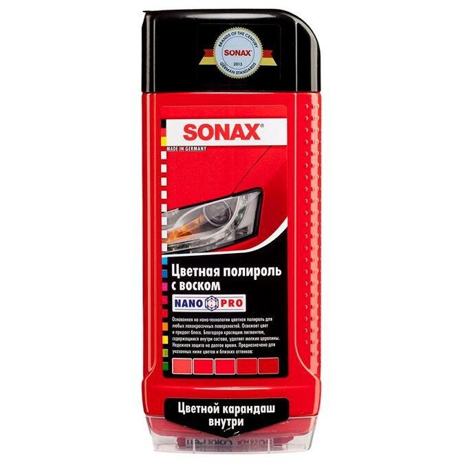 Полироль+карандаш кузова КРАСНАЯ с натуральным воском для всех ЛКМ SONAX (0,25л)